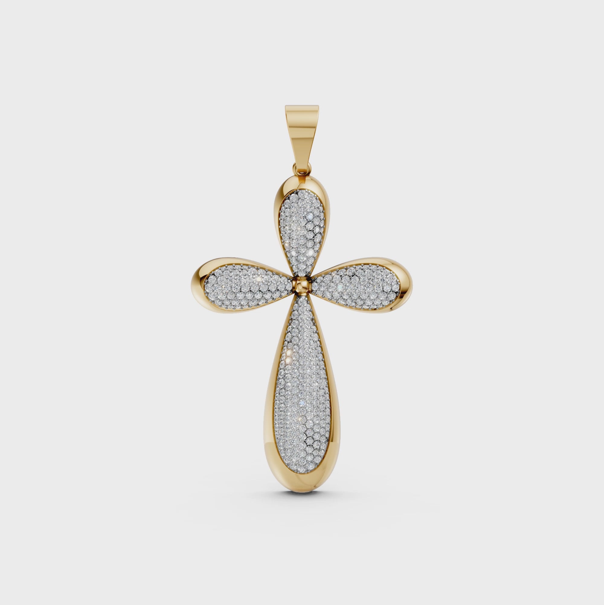 Christian lab-grown diamond Jesus cross pendant in 14K/18K Yellow Gold for men and women - Video