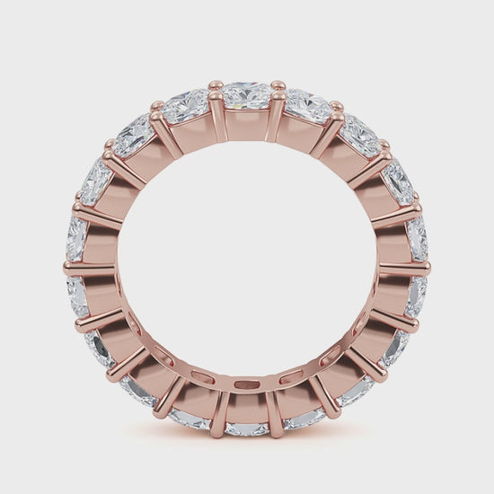Eden Cushion cut lab grown diamond Shared Prong Eternity band Rose gold ring for women - elegant and sustainable jewelry by Wenoor - Video