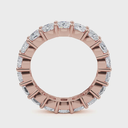 Eden Cushion cut lab grown diamond Shared Prong Eternity band Rose gold ring for women - elegant and sustainable jewelry by Wenoor - Video