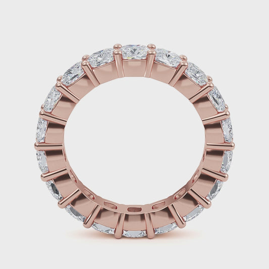 Eden Cushion cut lab grown diamond Shared Prong Eternity band Rose gold ring for women - elegant and sustainable jewelry by Wenoor - Video