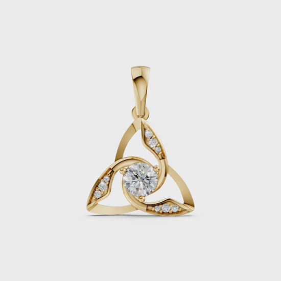 Maleah Celtic Trinity Knot pendant necklace with round brilliant cut lab-grown diamonds - Video
