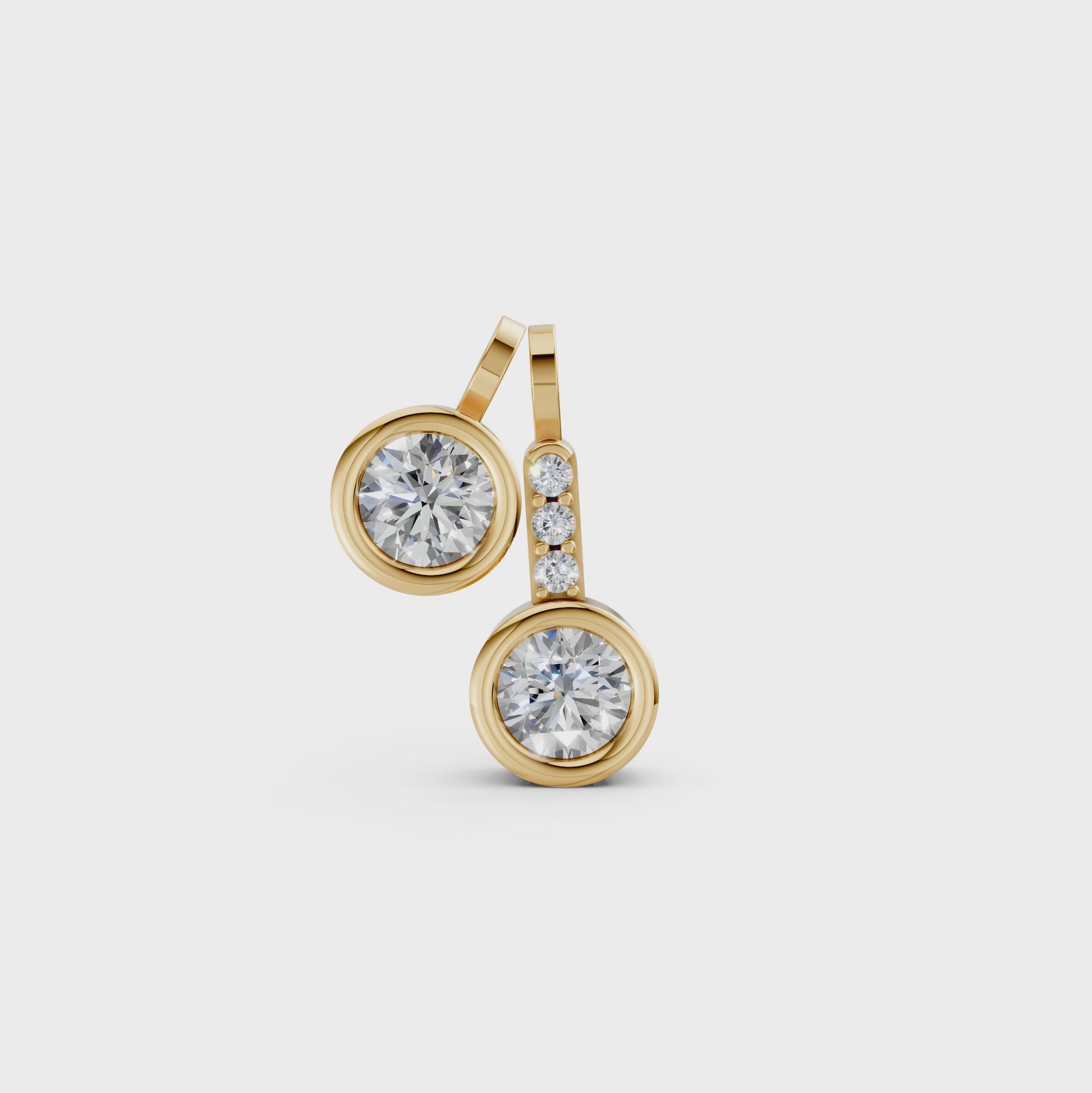 Lesly Double solitaire round lab-grown diamond pendant necklace in 14K/18K gold - Video