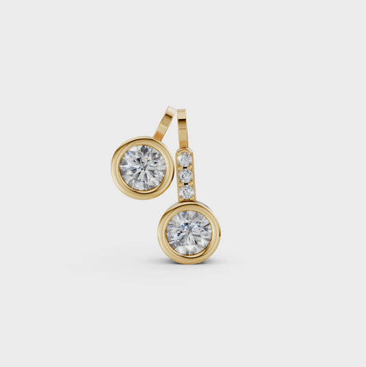 Lesly Double solitaire round lab-grown diamond pendant necklace in 14K/18K gold - Video