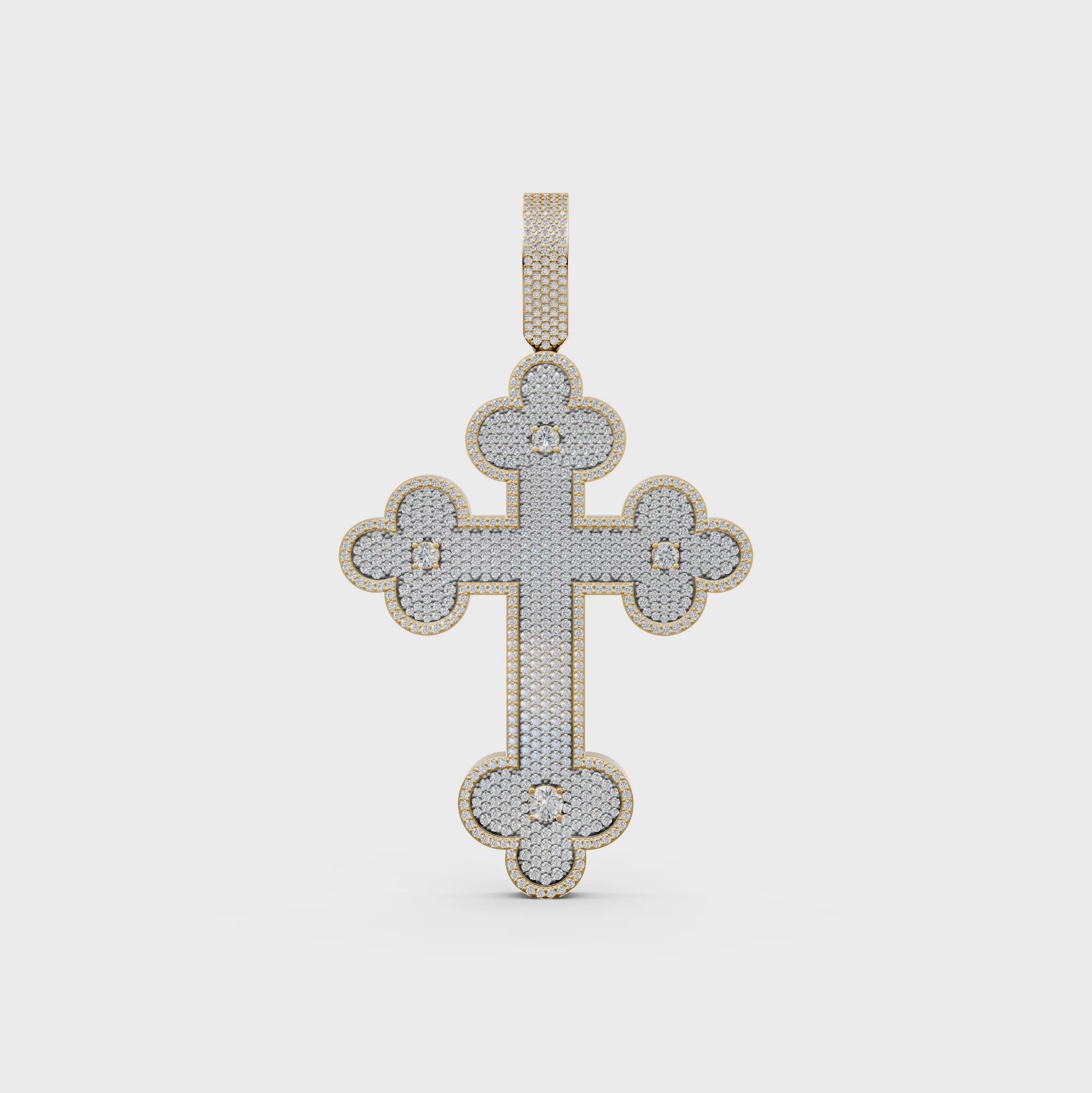 Jesus cross pave lab-grown diamond pendant necklace for men and women in 14K/18K gold