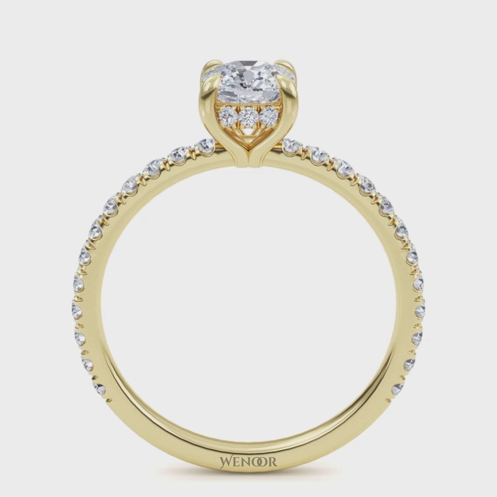 Designer Hidden Halo Cushion Cut Lab Grown Diamond Ring - Heirloom Quality Ethical Jewelry