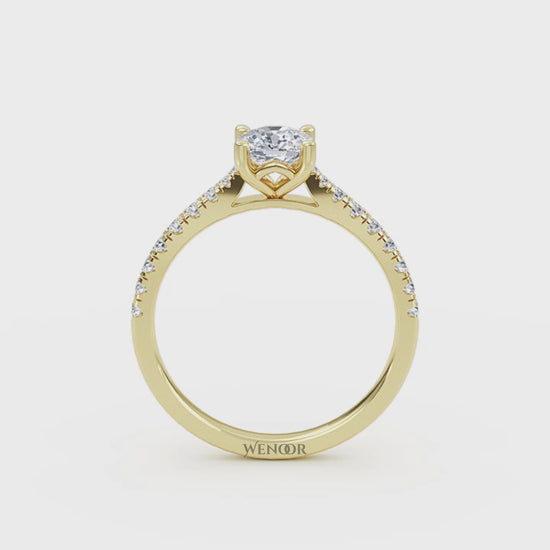 Romantic cushion cut lab diamond engagement ring with accent style