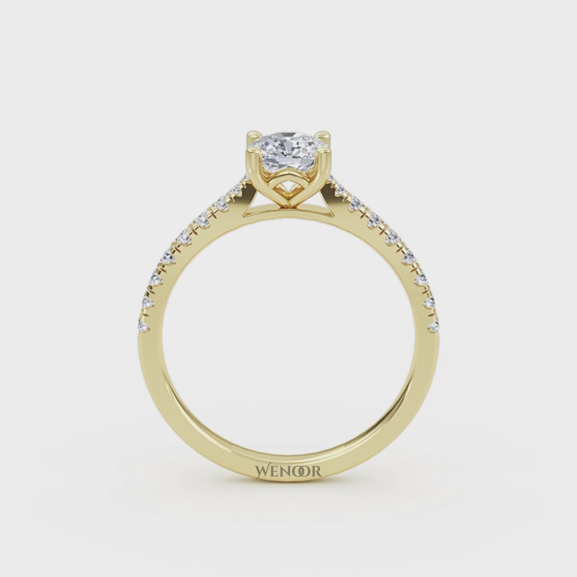 Romantic cushion cut lab diamond engagement ring with accent style