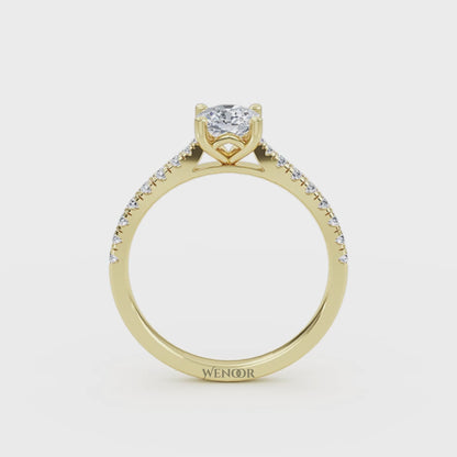 Romantic cushion cut lab diamond engagement ring with accent style