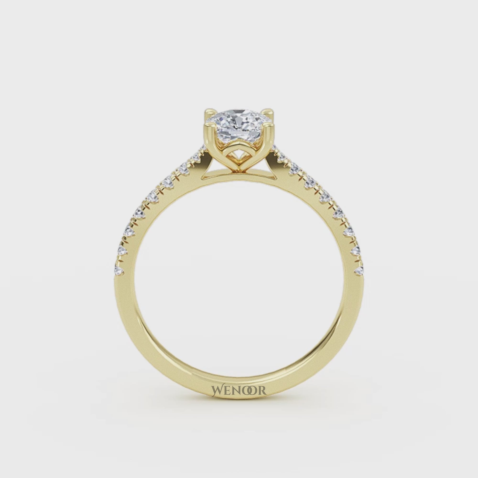 Romantic cushion cut lab diamond engagement ring with accent style