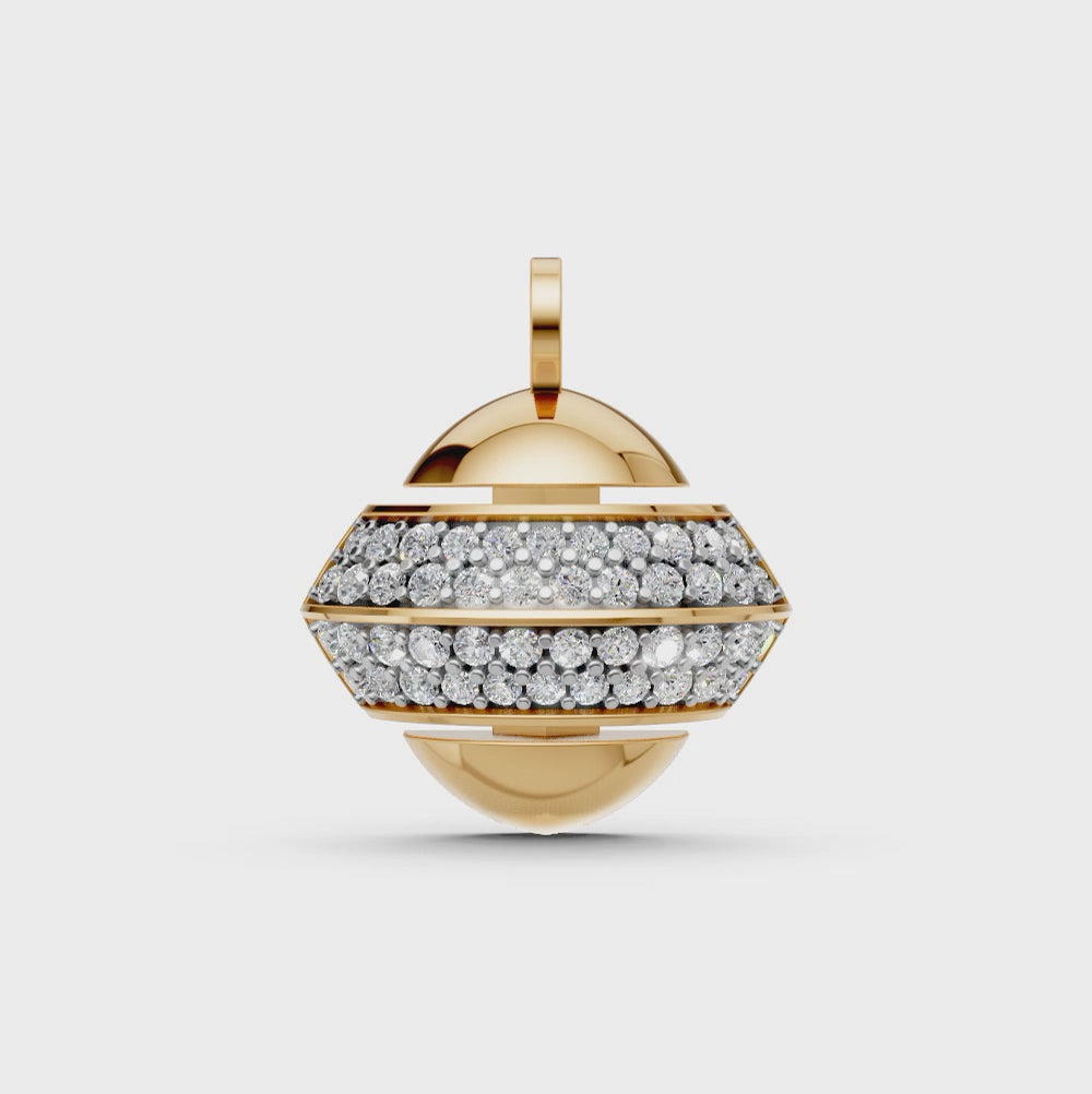 Amaya sphere pendant necklace inspired by luxury designs, with pavé-set lab-grown diamonds in 14K/18K gold - Video