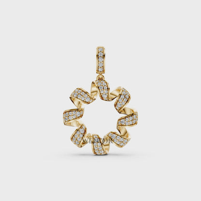 Hazel round circle Yellow Gold pendant necklace with lab-grown diamonds with gold chain for women