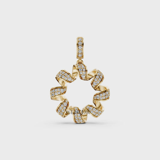 Hazel round circle Yellow Gold pendant necklace with lab-grown diamonds with gold chain for women