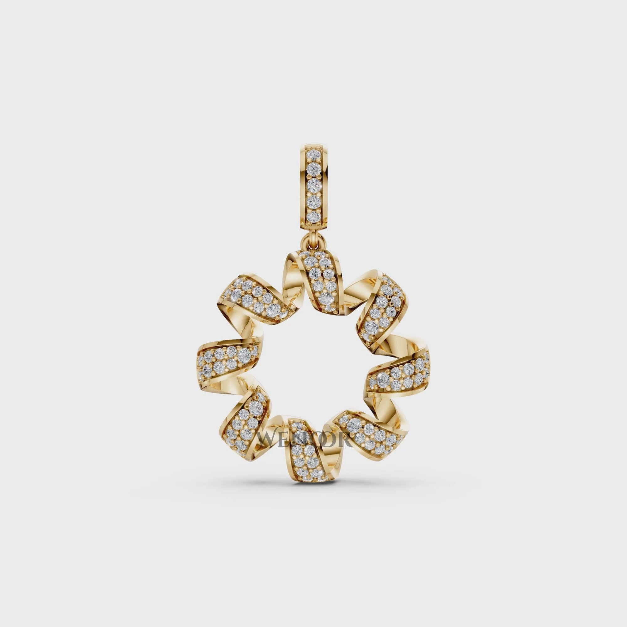 Hazel round circle Yellow Gold pendant necklace with lab-grown diamonds with gold chain for women