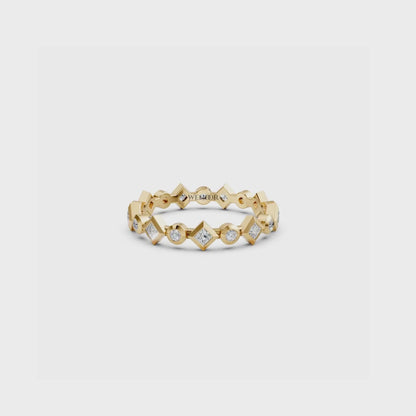 Timeless Bezel Set Eternity Round & Princess Cut Lab Diamonds in Secure 14K Gold