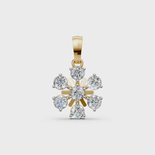 Floral Minimal Dainty Pendant Necklace with Round Lab-Grown Diamonds - Video