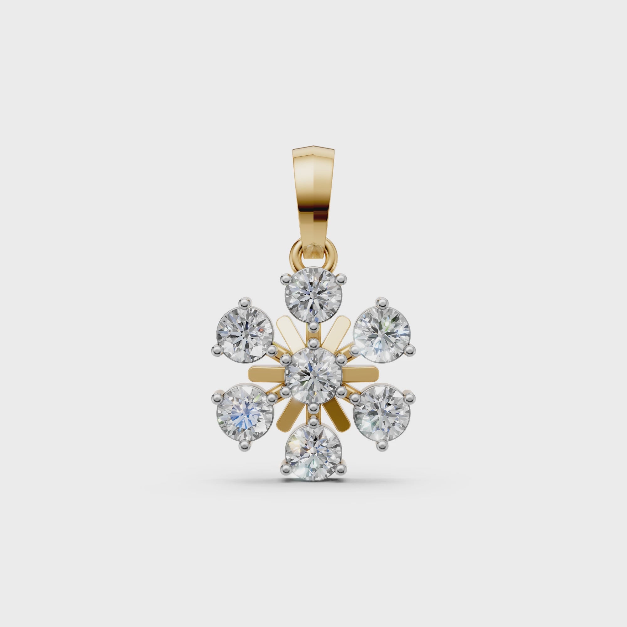 Floral Minimal Dainty Pendant Necklace with Round Lab-Grown Diamonds - Video