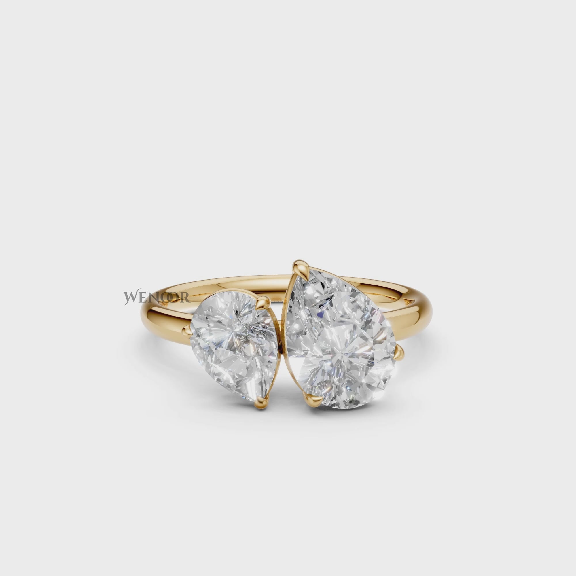 Two Pear Cut Lab Diamond Toi et Moi Ring in Gold