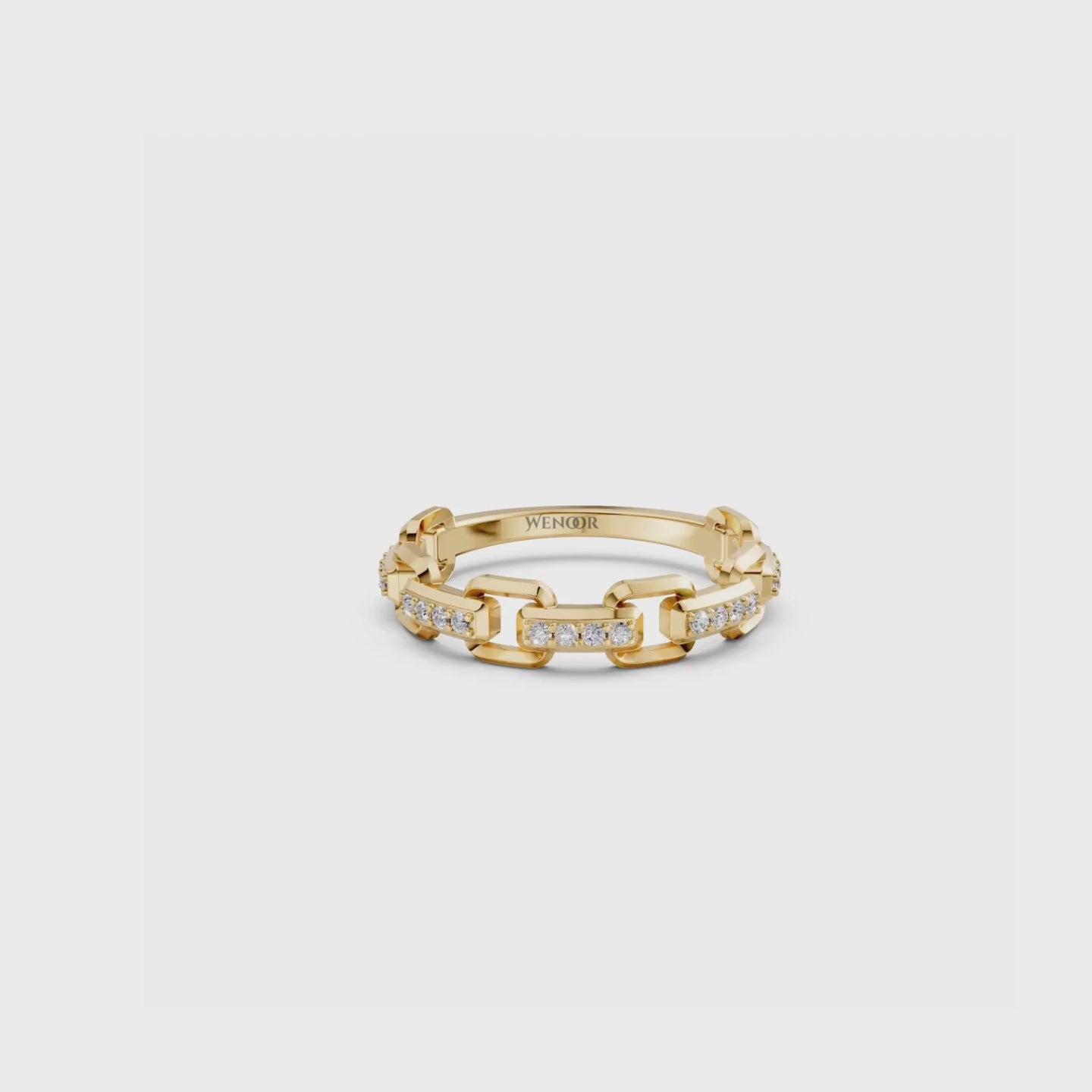 Modern Chain Link Wedding Band with Lab Grown Diamonds – 10K/14K/18K Gold Unisex Eternity Ring