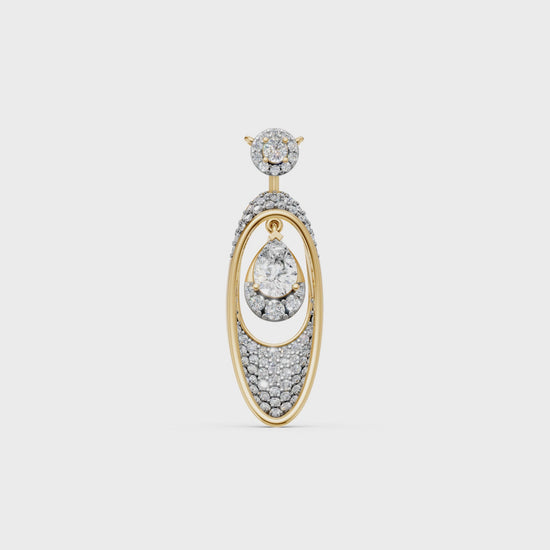 Kelsey Pear cut solitaire pendant necklace with pavé round Lab-Grown diamonds in 14K/18K gold - Video