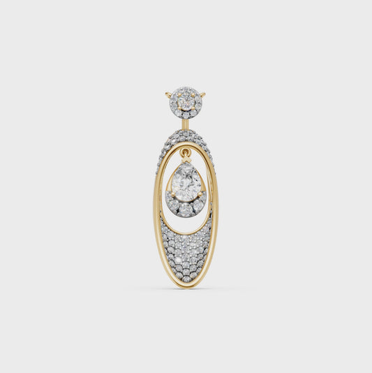 Kelsey Pear cut solitaire pendant necklace with pavé round Lab-Grown diamonds in 14K/18K gold - Video
