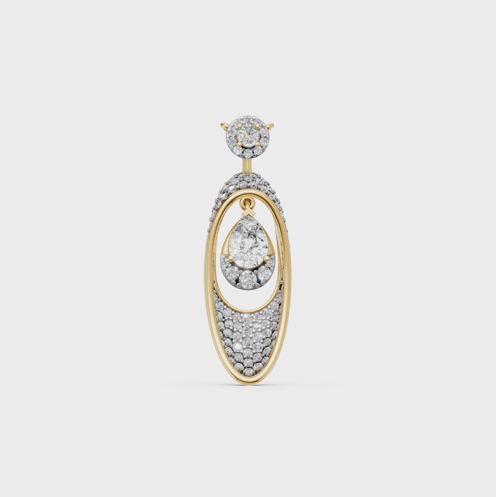 Kelsey Pear cut solitaire pendant necklace with pavé round Lab-Grown diamonds in 14K/18K gold - Video