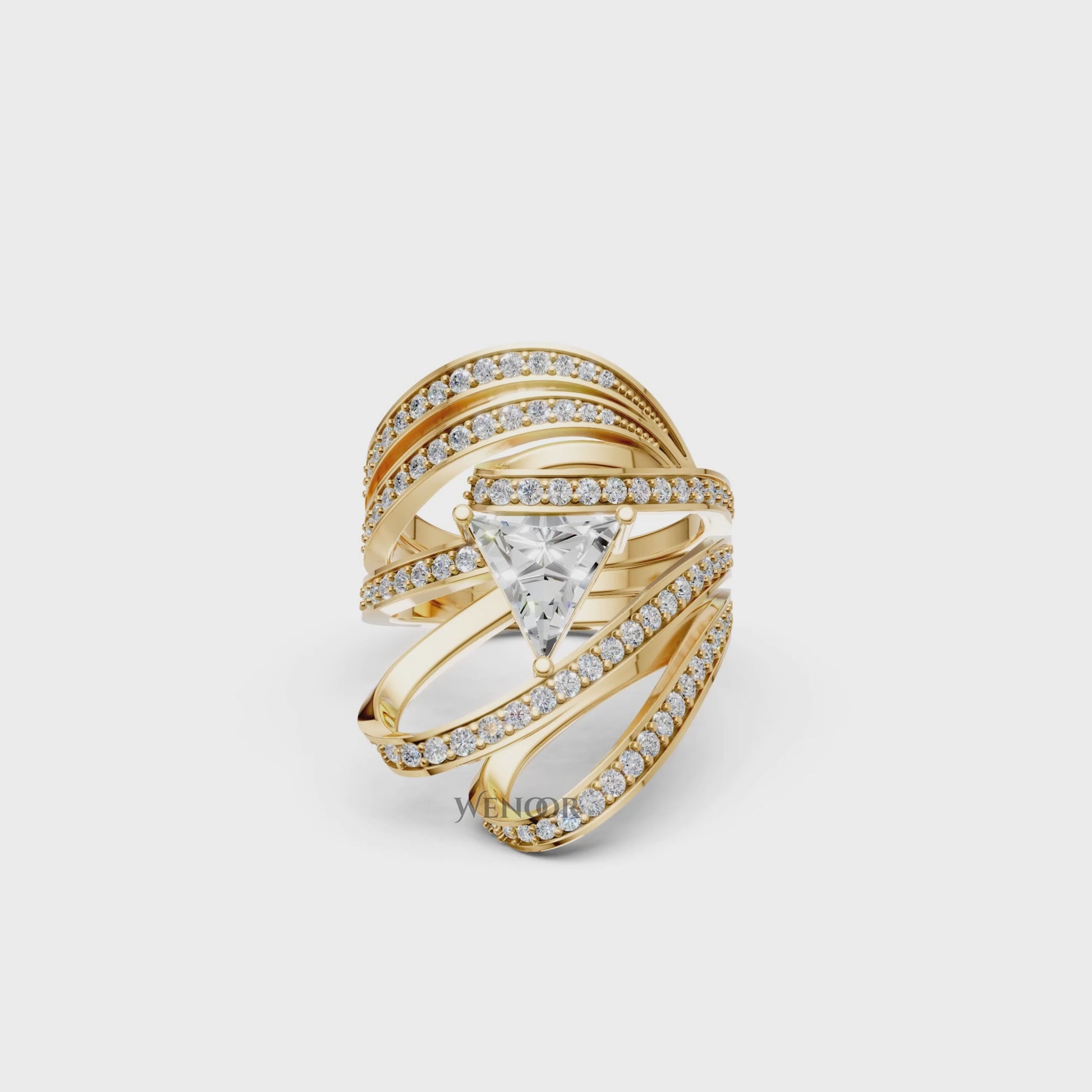 Modern Triangle Cut Lab Diamond Eternity Ring for Women - 14K Rose/White/Yellow Gold
