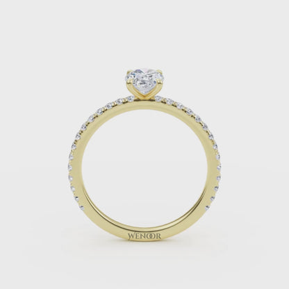 Luxury oval cut lab grown diamond engagement ring in 18K yellow gold