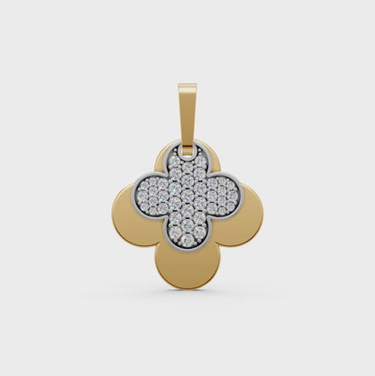 Hailee flower-shaped 4-leaf clover pendant necklace with pavé lab-grown diamonds in 14K/18K gold - Video