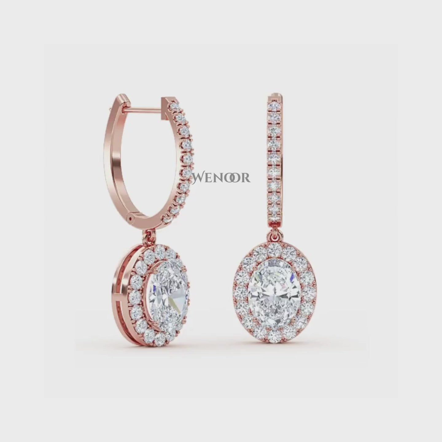 Oval lab diamond dangle earrings For Women's