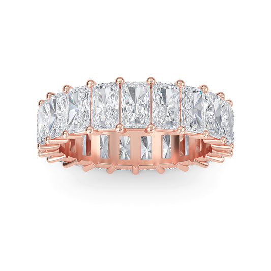 William Radiant cut lab-grown diamond Shared Prong eternity Roes Gold band ring for women - elegant and sustainable jewelry by Wenoor