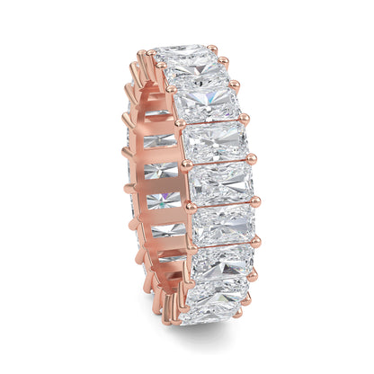 William Radiant cut lab-grown diamond Shared Prong eternity Roes Gold band ring for women - elegant and sustainable jewelry by Wenoor