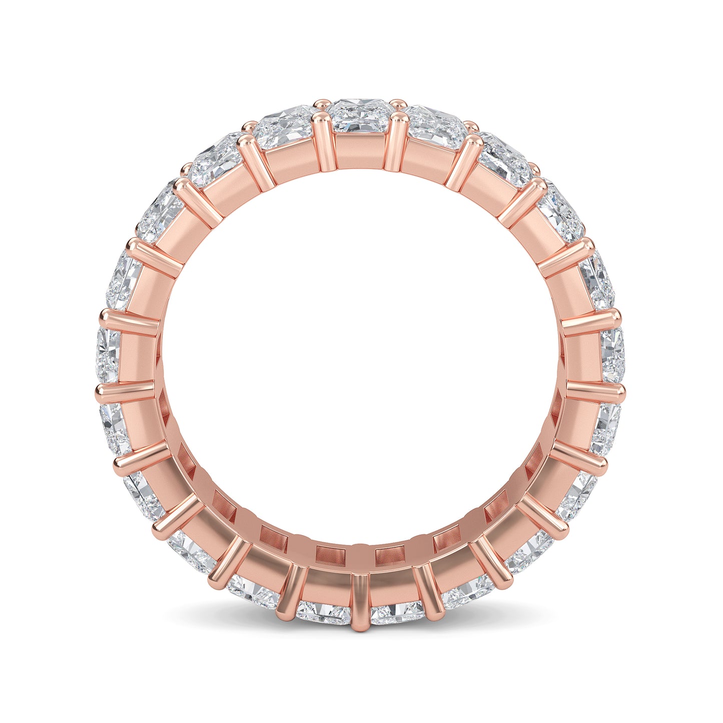 William Radiant cut lab-grown diamond Shared Prong eternity Roes Gold band ring for women - elegant and sustainable jewelry by Wenoor