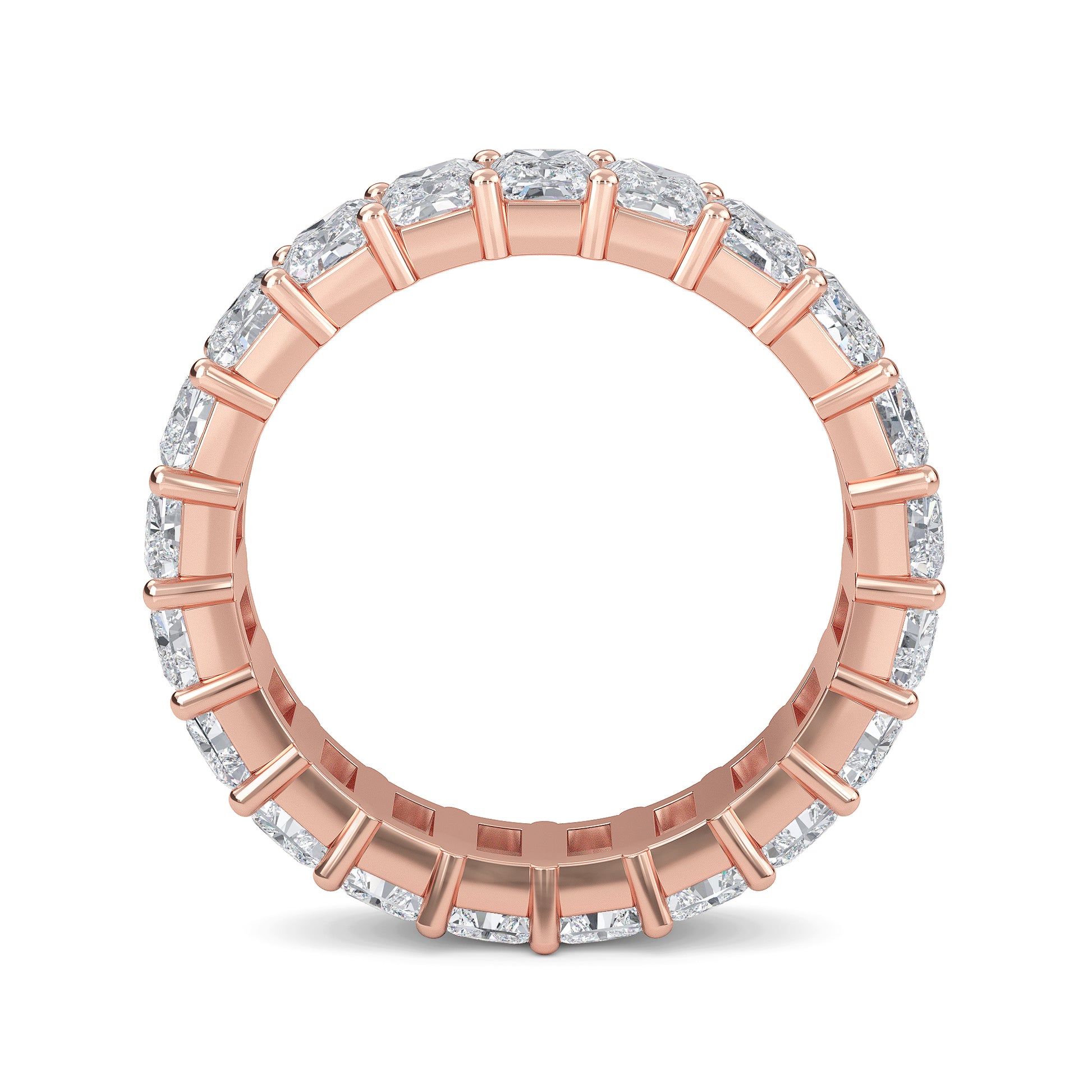 William Radiant cut lab-grown diamond Shared Prong eternity Roes Gold band ring for women - elegant and sustainable jewelry by Wenoor