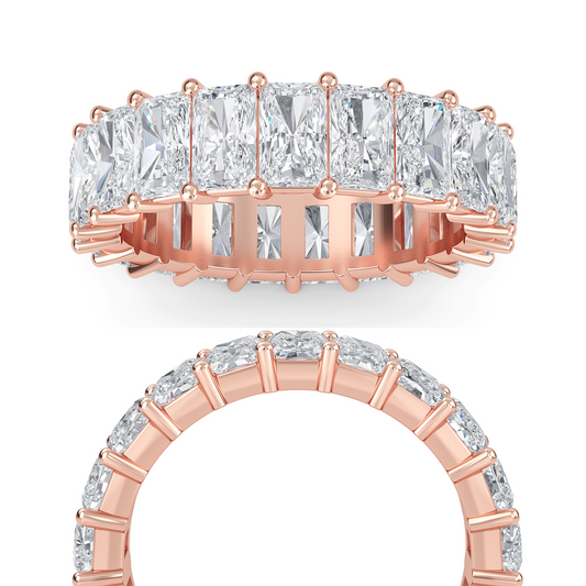 William Radiant cut lab-grown diamond Shared Prong eternity Roes Gold band ring for women - elegant and sustainable jewelry by Wenoor