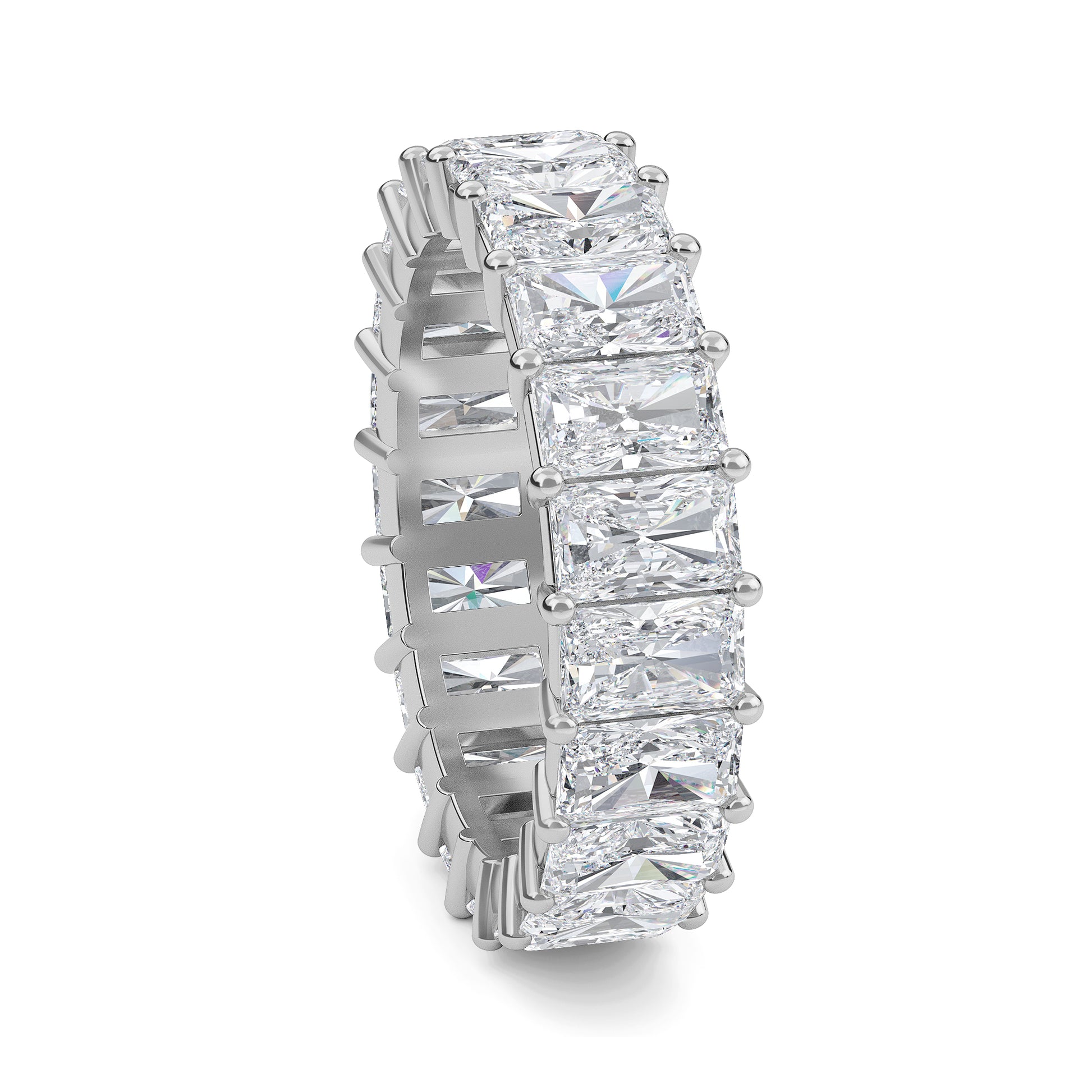 William Radiant cut lab-grown diamond Shared Prong eternity White Gold band ring for women - elegant and sustainable jewelry by Wenoor