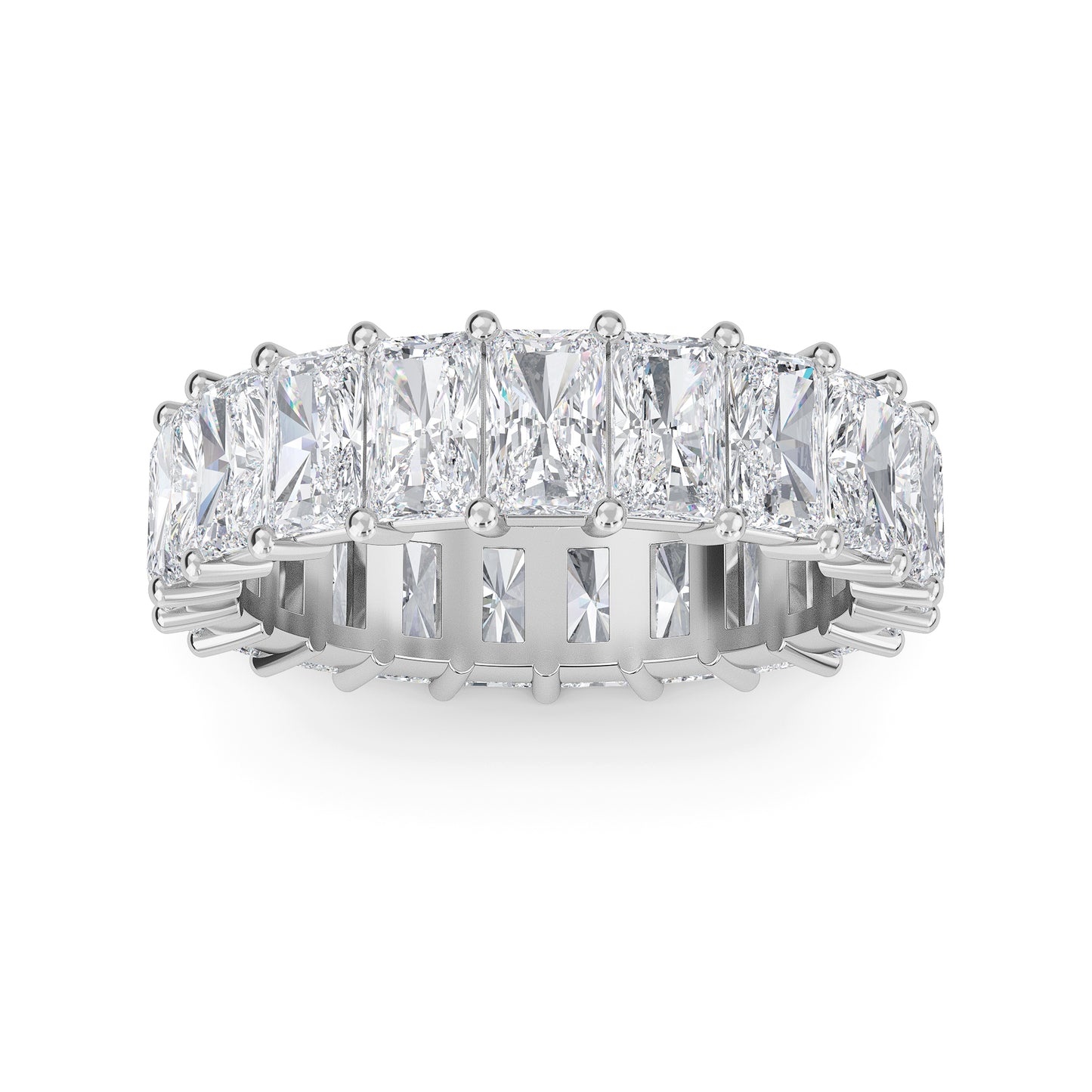 William Radiant cut lab-grown diamond Shared Prong eternity White Gold band ring for women - elegant and sustainable jewelry by Wenoor